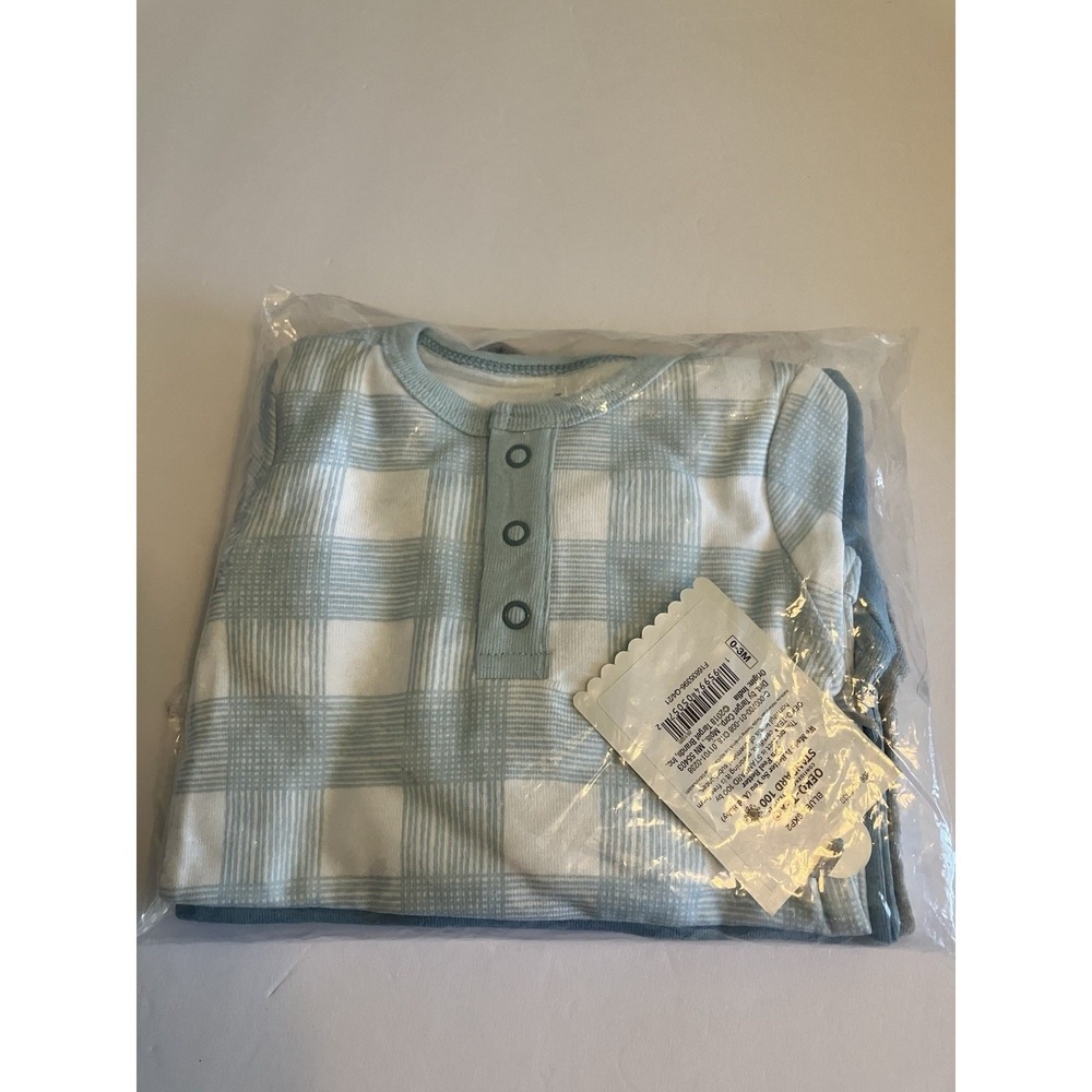 Cloud Island Bodysuits Unisex Baby 0-3M Blue NWT 3 Pack Long Sleeve Plaid C569